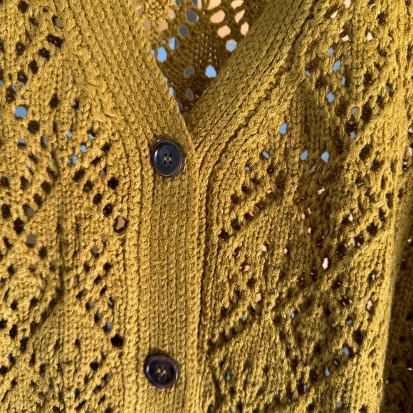 Cost Plus World Market Mustard Lace Cardigan - Picture 4 of 5